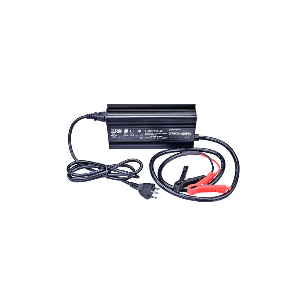 Cargador de Baterías de Litio / 20A / 12.8V / Entrada 100-240V AC / Protecciones Múltiples / Certificaciones Internacionales