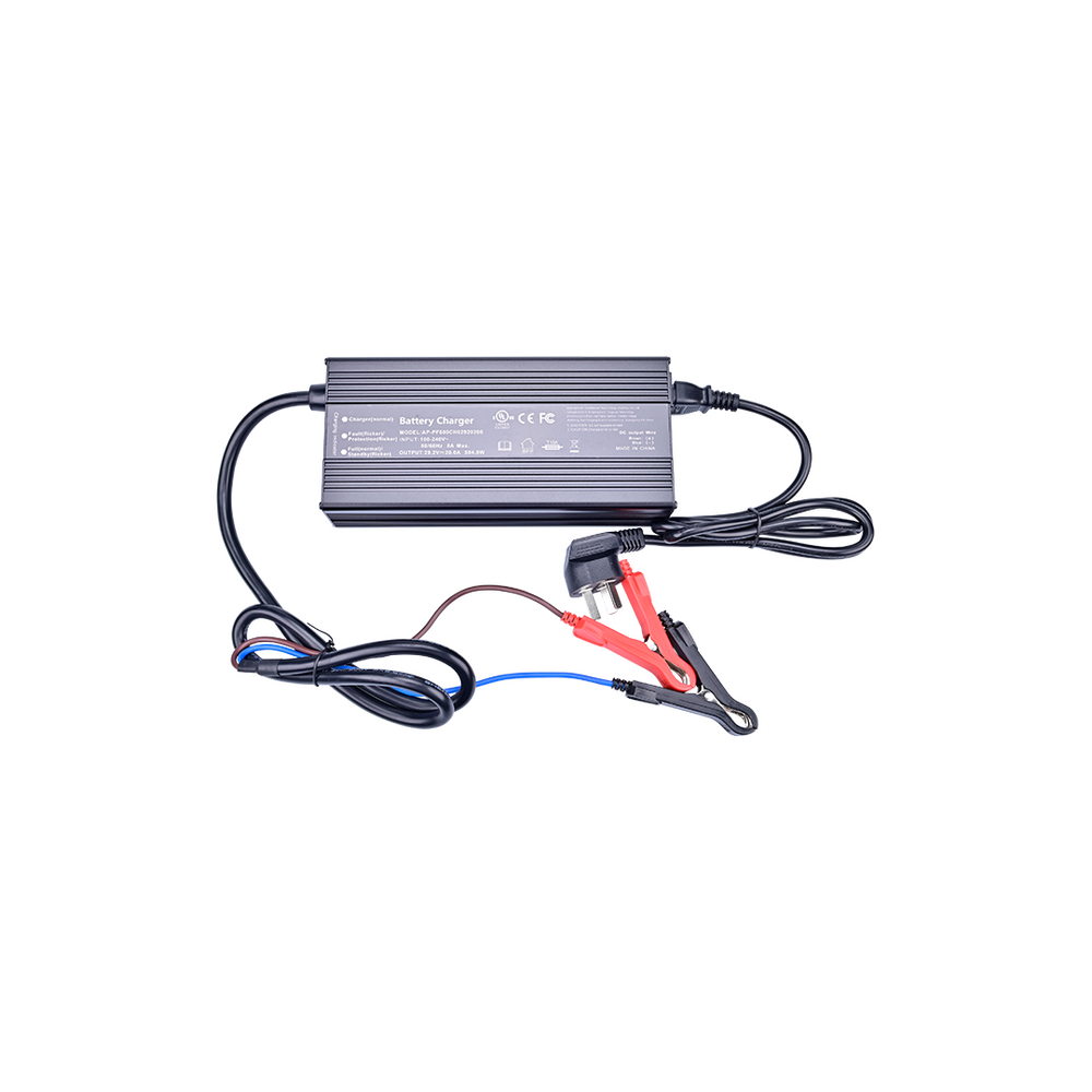 Cargador de Baterías de Litio / 20A / 25.6V / Entrada 100-240V AC / Protecciones Múltiples / Certificaciones Internacionales