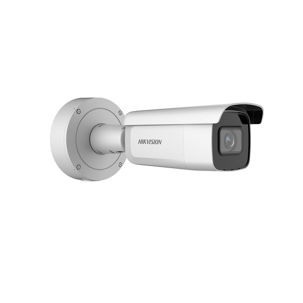 Bala IP 4 Megapixel / Lente Mot. 2.8 a 12 mm / 60 mts IR EXIR / Exterior IP67 / IK10 /  WDR 120 dB / PoE / Videoanaliticos (Filtro de Falsas Alarmas / Captura Facial) / Ultra Baja Iluminación / Entrada y Salida de Audio y Alarmas