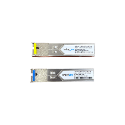 Transceptores Bidireccionales SFP (Mini-Gbic) / Monomodo / 1.25 Gbps de velocidad / Conector SC / Hasta 10 km de Distancia / 2 P