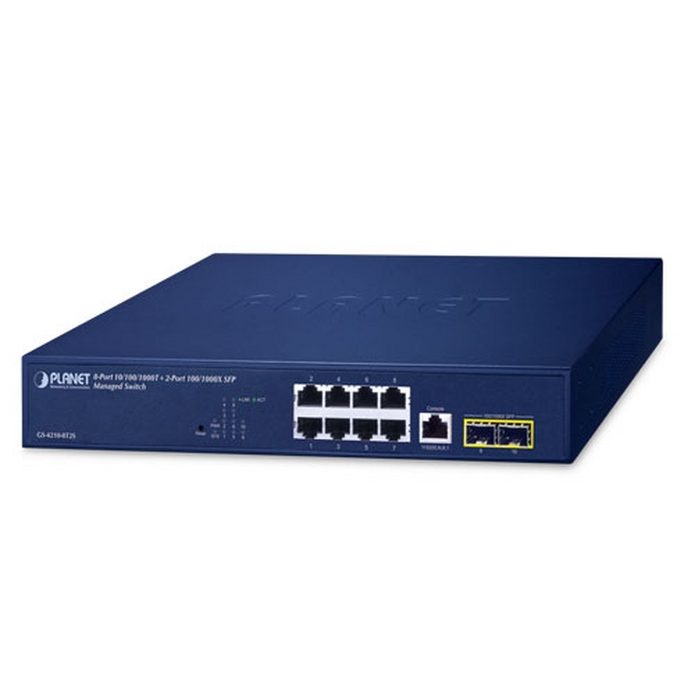 Switch Ethernet Gigabit gestionable de 8 puertos de cobre 10/100/1000BASE-T y 2 interfaces de fibra óptica SFP 100/1000BASE-X