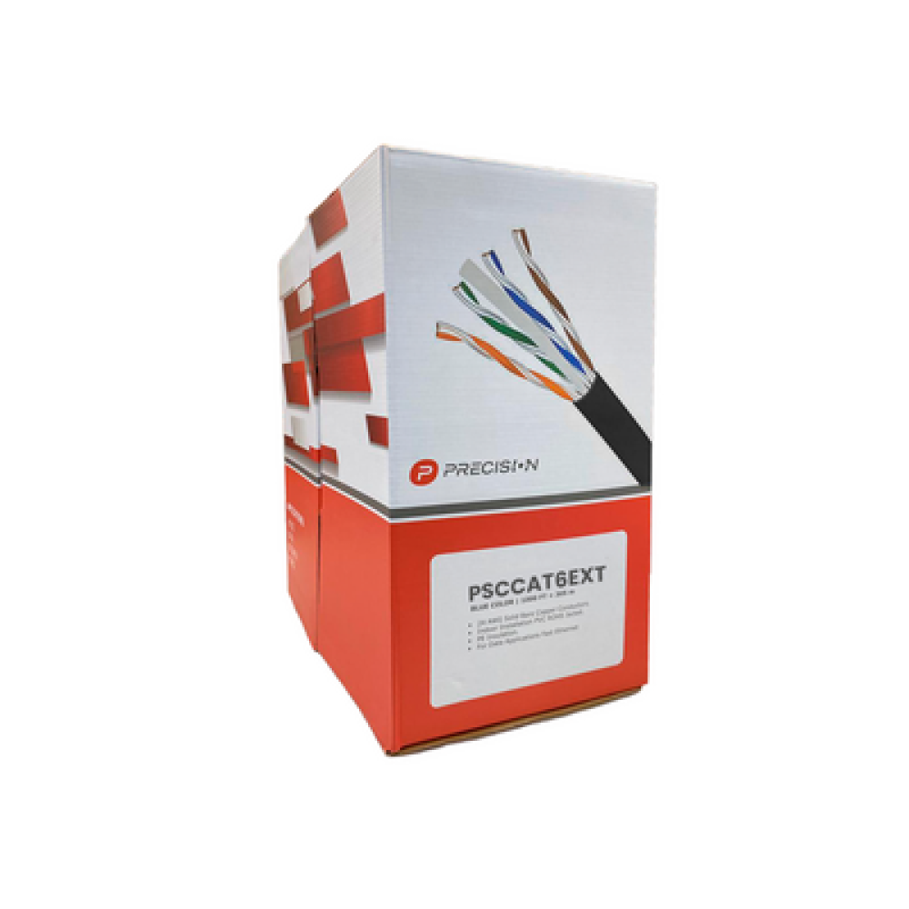1000 ft Outdoor Cat6 UTP Cable, 24 AWG Bare Copper, Black