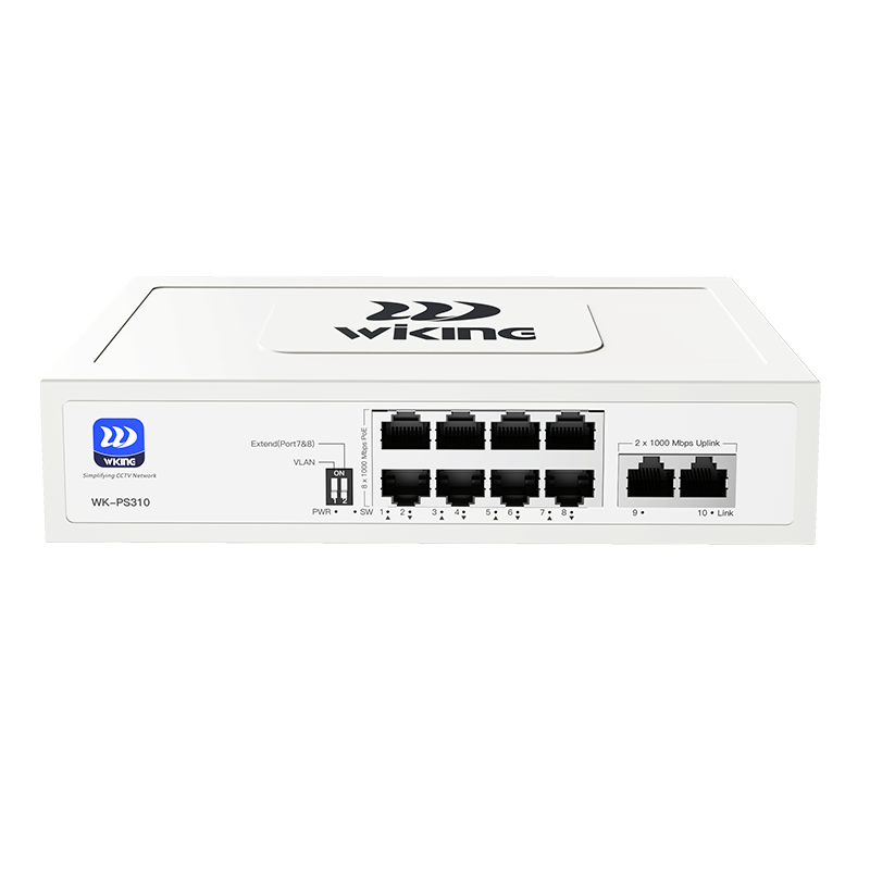 10-Port Gigabit PoE Switch, 8 Port PoE 1000Mbps with 2 Uplink Ports, 90W Power Budget, 250m Extend Mode & Port VLAN with DIP Switch, PD Alive Auto-Reboot, Fanless Metal Desktop